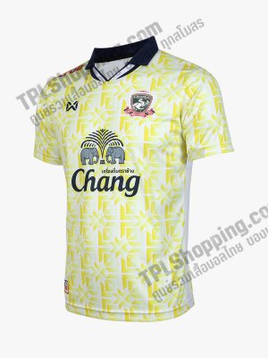 เสื้อบอลไทย เสื้อฟุตบอลไทย เสื้อสุพรรณบุรี เอฟซี ปี 2020 เกรดนักเตะ ทีมเยือน สีเหลือง-กรมท่า 