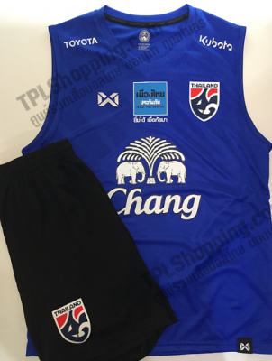 เสื้อบอลไทย เสื้อฟุตบอลไทย ชุดซ้อมทีมชาติไทยแขนกุด 2020 สีน้ำเงิน ล่าสุด 