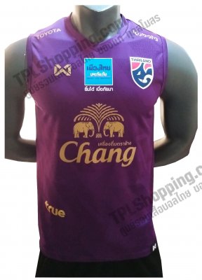เสื้อบอลไทย เสื้อฟุตบอลไทย เสื้อซ้อมทีมชาติไทยแขนกุด 2020 สีม่วง ล่าสุด