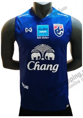 เสื้อบอลไทย เสื้อฟุตบอลไทย เสื้อซ้อมทีมชาติไทยแขนกุด 2020 สีกรมท่า ล่าสุด
