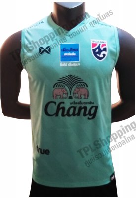 เสื้อบอลไทย เสื้อฟุตบอลไทย เสื้อซ้อมทีมชาติไทยแขนกุด 2020 สีเขียวอ่อน ล่าสุด