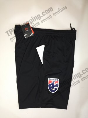 เสื้อบอลไทย เสื้อฟุตบอลไทย กางเกงทีมชาติไทย  รุ่นมีกระเป๋าข้าง สีดำ 