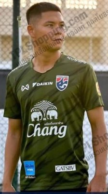 เสื้อบอลไทย เสื้อฟุตบอลไทย เสื้อซ้อมทีมชาติไทย 2021-04 สีเขียวทหาร