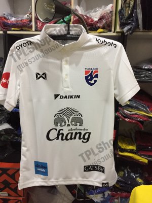 เสื้อบอลไทย เสื้อฟุตบอลไทย เสื้อโปโลทีมชาติ Full Sponsor 2021 สีขาว