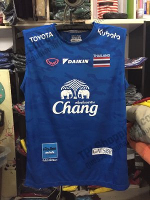 เสื้อบอลไทย เสื้อฟุตบอลไทย เสื้อเชียร์ทีมชาติไทยแขนกุด 2021-01 (DIY) สีน้ำเงิน