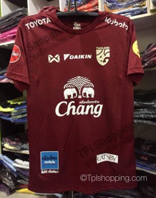 เสื้อบอลไทย เสื้อฟุตบอลไทย เสื้อเชียร์ทีมชาติไทย 2021 Full Sponsor สีแดง 