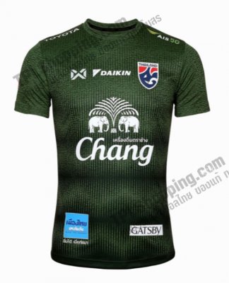 เสื้อบอลไทย เสื้อฟุตบอลไทย เสื้อซ้อมทีมชาติไทย 2021-2022 พร้อมชุดสปอนเซอร์หน้า-หลัง (ล่าสุด)  สีเขียว