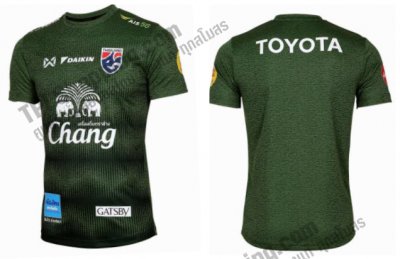 เสื้อบอลไทย เสื้อฟุตบอลไทย เสื้อซ้อมทีมชาติ 2022 Full Sponser (เกรดนักเตะ)  สีเขียว