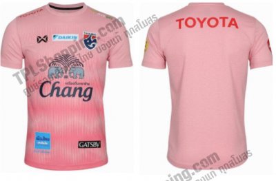 เสื้อบอลไทย เสื้อฟุตบอลไทย เสื้อซ้อมทีมชาติ 2022 Full Sponser (เกรดนักเตะ)  สีชมพู