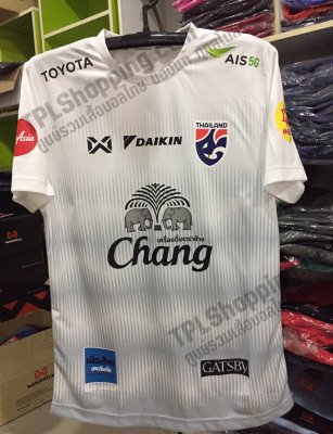 เสื้อบอลไทย เสื้อฟุตบอลไทย เสื้อซ้อมทีมชาติ 2022 พร้อมชุดสปอนเซอร์ หน้า-หลัง สีขาว