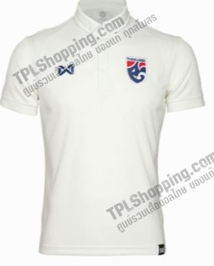 เสื้อบอลไทย เสื้อฟุตบอลไทย เสื้อโปโลช้างศึก 2022  โลโก้ปักช้างศึก สีขาวงาช้าง