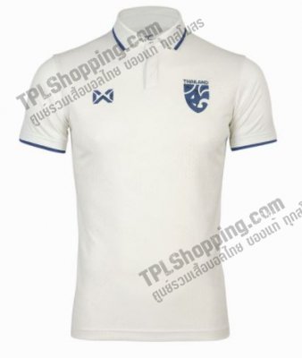 เสื้อบอลไทย เสื้อฟุตบอลไทย เสื้อเชียร์ทีมชาติไทย2022 รุ่นคอปก สีขาวงาช้าง