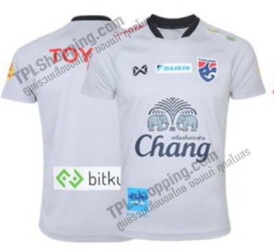 เสื้อบอลไทย เสื้อฟุตบอลไทย เสื้อซ้อมทีมชาติไทย 2022-02 พร้อมชุดสปอนเซอร์หน้า-หลัง (ล่าสุด) สีเทา เกรดนักเตะ