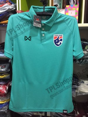 เสื้อบอลไทย เสื้อฟุตบอลไทย เสื้อโปโลทีมชาติไทย รุ่น PW-2201 สีเทอควอยซ์
