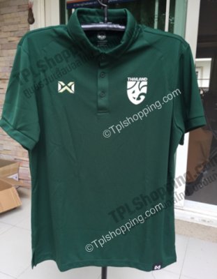 เสื้อบอลไทย เสื้อฟุตบอลไทย เสื้อโปโลทีมชาติ 2022 สีเขียวทีมชาติ โลโก้ใหม่ 