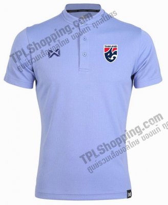 เสื้อบอลไทย เสื้อฟุตบอลไทย เสื้อโปโลทีมชาติไทย2022 รุ่นคอจีน WP2205 สีฟ้า-ม่วง 
