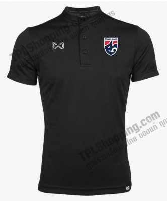 เสื้อบอลไทย เสื้อฟุตบอลไทย เสื้อโปโลทีมชาติไทย2022 รุ่นคอจีน WP2205 สีดำ