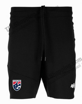 เสื้อบอลไทย เสื้อฟุตบอลไทย กางเกงลำลองขาสั้นทีมชาติไทย 2022 สีดำ (WS22-02) 