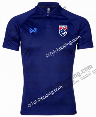 เสื้อบอลไทย เสื้อฟุตบอลไทย เสื้อโปโลทีมชาติ 2022 รุ่นคอ RIB สีกรมท่า