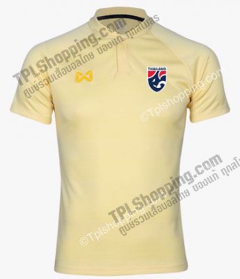 เสื้อบอลไทย เสื้อฟุตบอลไทย เสื้อโปโลทีมชาติ 2022 รุ่นคอ RIB สีเหลือง
