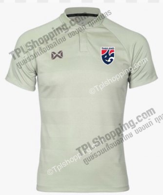 เสื้อบอลไทย เสื้อฟุตบอลไทย เสื้อโปโลทีมชาติ 2022 รุ่นคอ RIB สีเขียว 