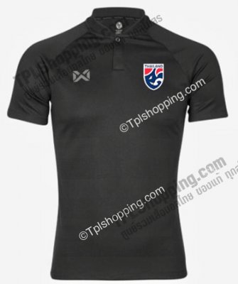 เสื้อบอลไทย เสื้อฟุตบอลไทย เสื้อโปโลทีมชาติ 2022 รุ่นคอ RIB สีดำ