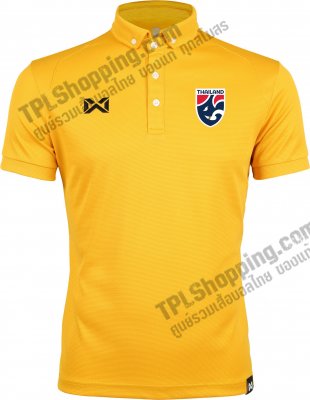 เสื้อบอลไทย เสื้อฟุตบอลไทย เสื้อโปโลทีมชาติไทย 2022 สีทอง 