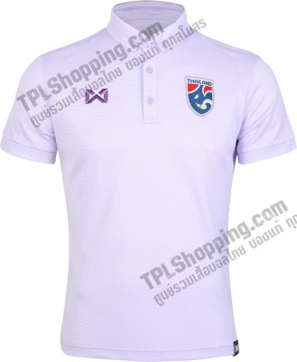เสื้อบอลไทย เสื้อฟุตบอลไทย เสื้อโปโลช้างศึก 2022/2023  โลโก้ปักช้างศึก สีม่วงทีมชาติ 