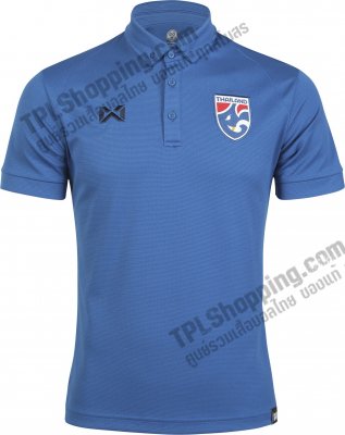 เสื้อบอลไทย เสื้อฟุตบอลไทย เสื้อโปโลช้างศึก 2022/2023  โลโก้ปักช้างศึก สีน้ำเงินเข้ม 