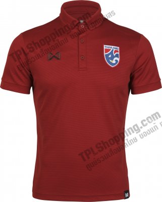 เสื้อบอลไทย เสื้อฟุตบอลไทย เสื้อโปโลช้างศึก 2022/2023  โลโก้ปักช้างศึก สีแดง 