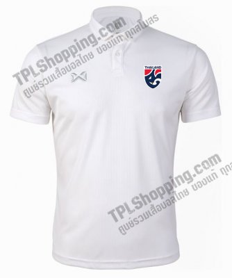เสื้อบอลไทย เสื้อฟุตบอลไทย เสื้อโปโลทีมชาติไทย 2023 รุ่น PIQUE สีขาว 