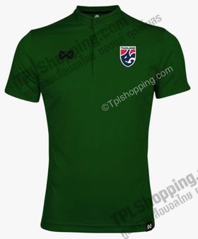 เสื้อบอลไทย เสื้อฟุตบอลไทย เสื้อโปโลทีมชาติไทย 2022 รุ่นคอจีน WP2205 สีเขียว Full Sponsor 