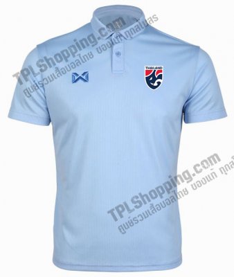 เสื้อบอลไทย เสื้อฟุตบอลไทย เสื้อโปโลทีมชาติไทย 2023 รุ่น PIQUE สีฟ้า