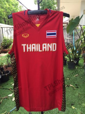 เสื้อบอลไทย เสื้อฟุตบอลไทย เสื้อบาสเก็ตบอลชุดซีเกมส์ 2023 สีน้ำแดง