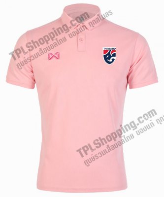 เสื้อบอลไทย เสื้อฟุตบอลไทย เสื้อโปโลทีมชาติไทย 2023 รุ่น PIQUE สีชมพูพาสเทล 