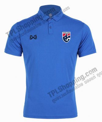 เสื้อบอลไทย เสื้อฟุตบอลไทย เสื้อโปโลทีมชาติไทย 2023 รุ่น PIQUE สีน้ำเงิน 