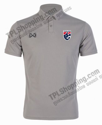 เสื้อบอลไทย เสื้อฟุตบอลไทย เสื้อโปโลทีมชาติไทย 2023 รุ่น PIQUE สีเทาอ่อน 