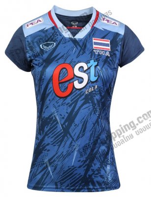 เสื้อบอลไทย เสื้อฟุตบอลไทย เสื้อวอลเลย์บอลทีมชาติหญิงแขนสั้น แกรนด์สปอร์ต 2023 (สีน้ำเงิน) 