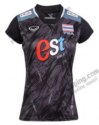 เสื้อบอลไทย เสื้อฟุตบอลไทย เสื้อวอลเลย์บอลทีมชาติหญิงแขนสั้น ยี่ห้อ แกรนด์สปอร์ต 2023 (สีดำ) 