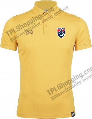 เสื้อบอลไทย เสื้อฟุตบอลไทย เสื้อโปโลทีมชาติไทย 2023 รุ่น VCL34  สีเหลืองทอง