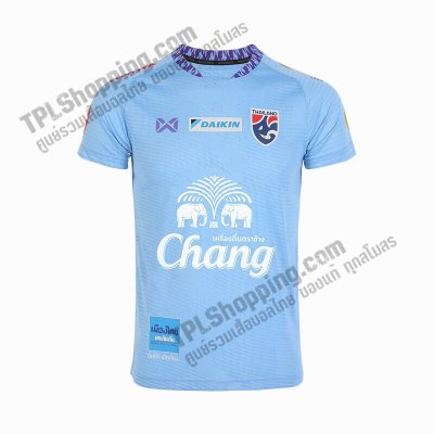 เสื้อบอลไทย เสื้อฟุตบอลไทย เสื้อซ้อมทีมชาติไทย 2023 (เกรดแฟนบอล) สีฟ้า 