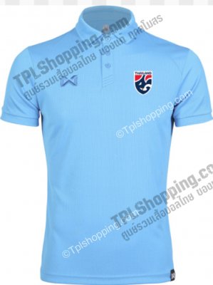 เสื้อบอลไทย เสื้อฟุตบอลไทย เสื้อโปโลทีมชาติไทย 2022/2023 รุ่น PW-VCL34 สีฟ้า