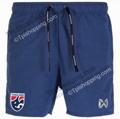 เสื้อบอลไทย เสื้อฟุตบอลไทย กางเกงลำลองทีมชาติไทย HYPERDRY SHORTS ยี่ห้อ warrix สีน้ำเงิน 