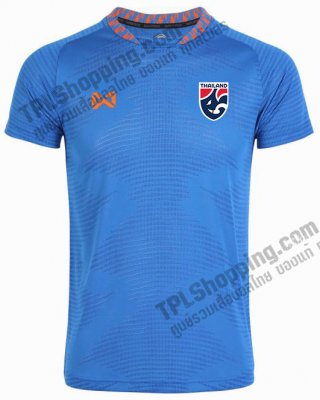 เสื้อบอลไทย เสื้อฟุตบอลไทย เสื้อซ้อมทีมชาติ 2023 ติดโลโก้ทีมชาติไทย สีน้ำเงิน