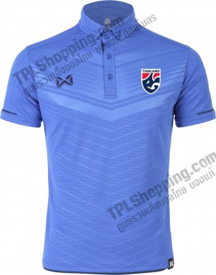 เสื้อบอลไทย เสื้อฟุตบอลไทย เสื้อโปโลทีมชาติไทย Warrix 2023 รุ่น PW-PLA18 สีน้ำเงิน 