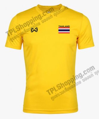 เสื้อบอลไทย เสื้อฟุตบอลไทย เสื้อเชียร์ทีมชาติไทย 2022 199-02 THAILAND ติดธงชาติ สีเหลือง 