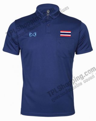 เสื้อบอลไทย เสื้อฟุตบอลไทย เสื้อโปโลเชียร์ทีมชาติไทย แบบมีกระเป๋าหน้า 2023 สีกรมท่า 