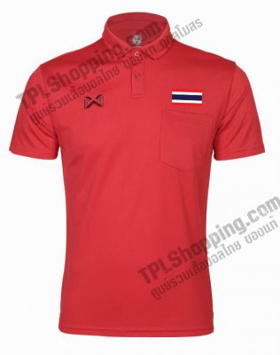 เสื้อบอลไทย เสื้อฟุตบอลไทย เสื้อโปโลเชียร์ทีมชาติไทย แบบมีกระเป๋าหน้า 2023 สีแดง