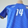 เสื้อฟุตซอลทีมชาติไทย แกรนด์สปอร์ต (Grand Sport) ปี 2012 สีน้ำเงิน สกรีนเบอร์ 14 เกียรติยศ แฉล้มเขตร์