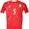 เสื้อทีมชาติไทย ชุดแข่ง AFF Suzuki Cup (เอเอฟเอฟ ซูซูกิ คัพ) แกรนด์สปอร์ต (Grand Sport) ปี 2012 สีแดง สกรีนเบอร์ 5 นิเวศ ศิริวงค์(เบอร์+ชื่อ สีทอง)